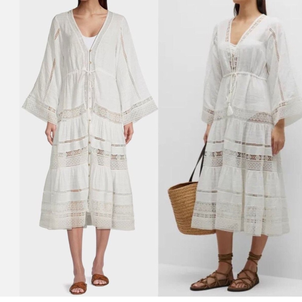 NWOT Veronica Beard Minoru Dress White Cover Up Long Sleeve V Neck Size S